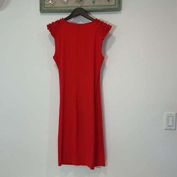 VINTAGE CACHE RED ROUGE FAUX WRAP STRETCH PENCIL DRESS SIZE XL NEW W TAG WOMEN - Picture 5 of 5